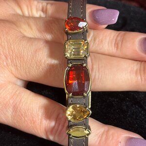 Touchstone Crystal by Swarovski Multicolored  Leather Strap Bracelet